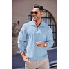 image:imageCOOFANDY Mens Soft Quarter Zip Pullover Mock Neck Corduroy SweatshirtDenim Blue