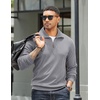 image:imageCOOFANDY Mens Soft Quarter Zip Pullover Mock Neck Corduroy SweatshirtGrey