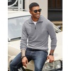 image:imageCOOFANDY Mens Soft Quarter Zip Pullover Mock Neck Corduroy SweatshirtGrey