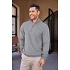 image:imageCOOFANDY Mens Soft Quarter Zip Pullover Mock Neck Corduroy SweatshirtGrey