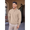 image:imageCOOFANDY Mens Soft Quarter Zip Pullover Mock Neck Corduroy SweatshirtLight Khaki