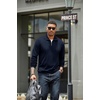 image:imageCOOFANDY Mens Soft Quarter Zip Pullover Mock Neck Corduroy SweatshirtNavy Blue