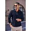 image:imageCOOFANDY Mens Soft Quarter Zip Pullover Mock Neck Corduroy SweatshirtNavy Blue
