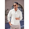 image:imageCOOFANDY Mens Soft Quarter Zip Pullover Mock Neck Corduroy SweatshirtWhite