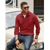 image:imageCOOFANDY Mens Soft Quarter Zip Pullover Mock Neck Corduroy SweatshirtWine Red