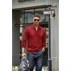 image:imageCOOFANDY Mens Soft Quarter Zip Pullover Mock Neck Corduroy SweatshirtWine Red