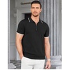 image:imageCOOFANDY Mens Zipper Polo Shirt Casual Knit Short Sleeve Polo Golf T Shirt1black