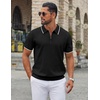 image:imageCOOFANDY Mens Zipper Polo Shirt Casual Knit Short Sleeve Polo Golf T Shirt1black