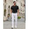 image:imageCOOFANDY Mens Zipper Polo Shirt Casual Knit Short Sleeve Polo Golf T Shirt1black