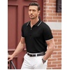 image:imageCOOFANDY Mens Zipper Polo Shirt Casual Knit Short Sleeve Polo Golf T Shirt1black