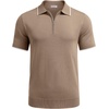 image:imageCOOFANDY Mens Zipper Polo Shirt Casual Knit Short Sleeve Polo Golf T Shirt1khaki