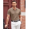 image:imageCOOFANDY Mens Zipper Polo Shirt Casual Knit Short Sleeve Polo Golf T Shirt1khaki