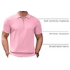 image:imageCOOFANDY Mens Zipper Polo Shirt Casual Knit Short Sleeve Polo Golf T ShirtBright Pink