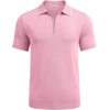 image:imageCOOFANDY Mens Zipper Polo Shirt Casual Knit Short Sleeve Polo Golf T ShirtBright Pink
