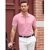 image:imageCOOFANDY Mens Zipper Polo Shirt Casual Knit Short Sleeve Polo Golf T ShirtBright Pink