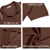 image:imageCOOFANDY Mens Zipper Polo Shirt Casual Knit Short Sleeve Polo Golf T ShirtBrown