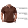 image:imageCOOFANDY Mens Zipper Polo Shirt Casual Knit Short Sleeve Polo Golf T ShirtBrown