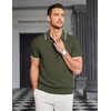 image:imageCOOFANDY Mens Zipper Polo Shirt Casual Knit Short Sleeve Polo Golf T ShirtEarmy Green