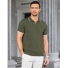 image:imageCOOFANDY Mens Zipper Polo Shirt Casual Knit Short Sleeve Polo Golf T ShirtEarmy Green