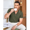 image:imageCOOFANDY Mens Zipper Polo Shirt Casual Knit Short Sleeve Polo Golf T ShirtEarmy Green