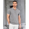 image:imageCOOFANDY Mens Zipper Polo Shirt Casual Knit Short Sleeve Polo Golf T ShirtGray