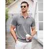 image:imageCOOFANDY Mens Zipper Polo Shirt Casual Knit Short Sleeve Polo Golf T ShirtGray