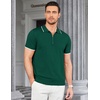 image:imageCOOFANDY Mens Zipper Polo Shirt Casual Knit Short Sleeve Polo Golf T ShirtGreen