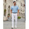 image:imageCOOFANDY Mens Zipper Polo Shirt Casual Knit Short Sleeve Polo Golf T ShirtLight Blue