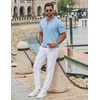 image:imageCOOFANDY Mens Zipper Polo Shirt Casual Knit Short Sleeve Polo Golf T ShirtLight Blue