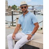 image:imageCOOFANDY Mens Zipper Polo Shirt Casual Knit Short Sleeve Polo Golf T ShirtLight Blue