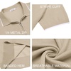 image:imageCOOFANDY Mens Zipper Polo Shirt Casual Knit Short Sleeve Polo Golf T ShirtLight Khaki