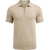 image:imageCOOFANDY Mens Zipper Polo Shirt Casual Knit Short Sleeve Polo Golf T ShirtLight Khaki