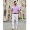 image:imageCOOFANDY Mens Zipper Polo Shirt Casual Knit Short Sleeve Polo Golf T ShirtLight Purple