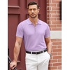 image:imageCOOFANDY Mens Zipper Polo Shirt Casual Knit Short Sleeve Polo Golf T ShirtLight Purple
