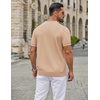 image:imageCOOFANDY Mens Zipper Polo Shirt Casual Knit Short Sleeve Polo Golf T ShirtLight Tan
