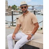 image:imageCOOFANDY Mens Zipper Polo Shirt Casual Knit Short Sleeve Polo Golf T ShirtLight Tan