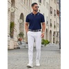 image:imageCOOFANDY Mens Zipper Polo Shirt Casual Knit Short Sleeve Polo Golf T ShirtNavy Blue