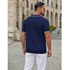 image:imageCOOFANDY Mens Zipper Polo Shirt Casual Knit Short Sleeve Polo Golf T ShirtNavy Blue