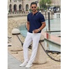 image:imageCOOFANDY Mens Zipper Polo Shirt Casual Knit Short Sleeve Polo Golf T ShirtNavy Blue