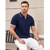 image:imageCOOFANDY Mens Zipper Polo Shirt Casual Knit Short Sleeve Polo Golf T ShirtNavy Blue