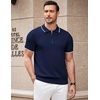 image:imageCOOFANDY Mens Zipper Polo Shirt Casual Knit Short Sleeve Polo Golf T ShirtNavy Blue