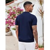 image:imageCOOFANDY Mens Zipper Polo Shirt Casual Knit Short Sleeve Polo Golf T ShirtNavy Bluesolidnew