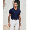 image:imageCOOFANDY Mens Zipper Polo Shirt Casual Knit Short Sleeve Polo Golf T ShirtNavy Bluesolidnew