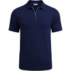 image:imageCOOFANDY Mens Zipper Polo Shirt Casual Knit Short Sleeve Polo Golf T ShirtNavy Bluesolidnew