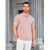 image:imageCOOFANDY Mens Zipper Polo Shirt Casual Knit Short Sleeve Polo Golf T ShirtPinknew