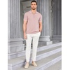 image:imageCOOFANDY Mens Zipper Polo Shirt Casual Knit Short Sleeve Polo Golf T ShirtPinknew