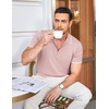 image:imageCOOFANDY Mens Zipper Polo Shirt Casual Knit Short Sleeve Polo Golf T ShirtPinknew