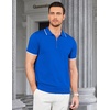 image:imageCOOFANDY Mens Zipper Polo Shirt Casual Knit Short Sleeve Polo Golf T ShirtRoyal Blue