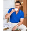 image:imageCOOFANDY Mens Zipper Polo Shirt Casual Knit Short Sleeve Polo Golf T ShirtRoyal Blue