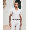 image:imageCOOFANDY Mens Zipper Polo Shirt Casual Knit Short Sleeve Polo Golf T ShirtSolid 01 White